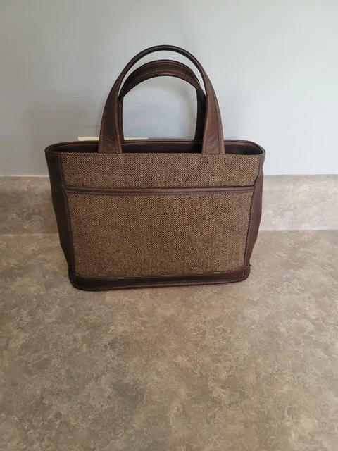 Coach Bleeker Herringbone Leather Wool Tote Bag