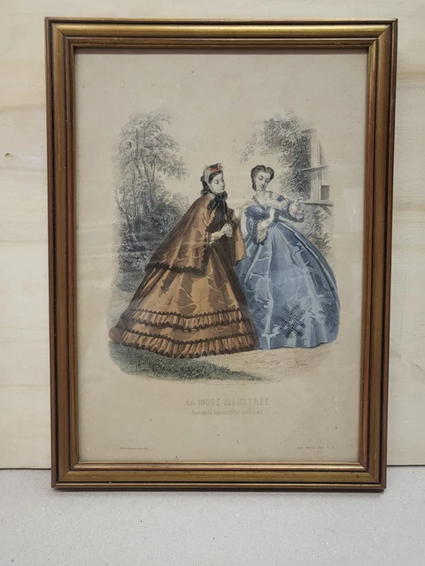 Stampa antica del 1863, "La Mode Illustrèe" N° 36