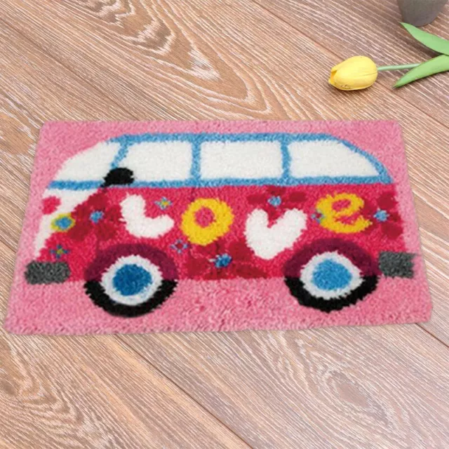 50*36cm Bus Latch Hook Craft Kit Rug Cushion Carpet Floor Mat DIY Needle Craft