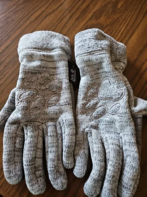 Used Jack Wolfskin  Gloves Light Grey Size LARGE