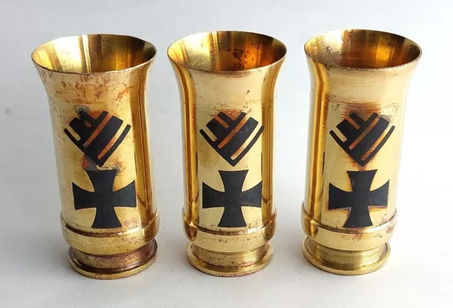 German Iron Cross Shot Glass Brass Trench Art WWII Flak WW2 War Wehrmacht Award