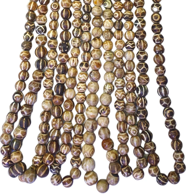 AA South Asian Burmese Old Pumtek petrified Wood Beads Long Strand 12-18mm