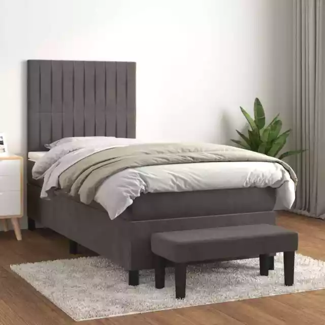 Cama Box Spring con Colchón Estructura Somier Dormitorio Terciopelo vidaXL 3