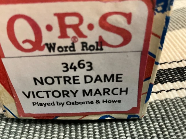 Notre Dfame Victory March  Pianola Roll Excellent Condition
