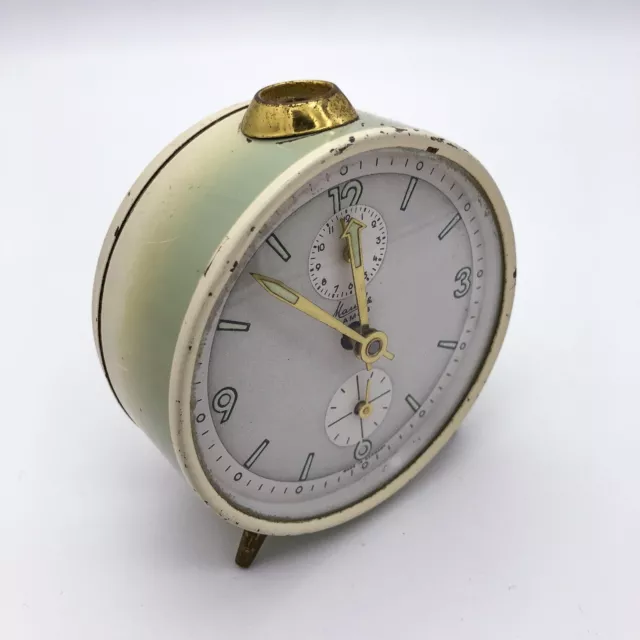 Mauthe Famos Despertador Reloj de Mesilla Mecánico Cuerda Manual Hecho En Alemán