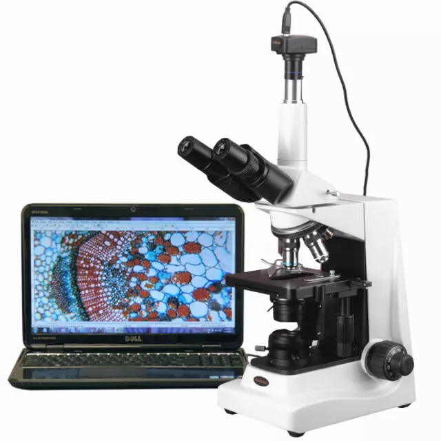 AmScope 40X-1600X Advanced Professional Kohler Compound Microscope + 5MP Camera