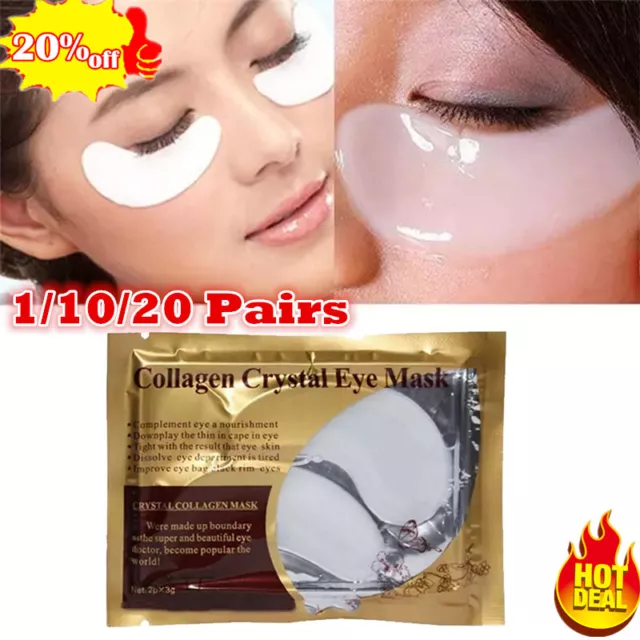 1-20 Pairs Gold Crystal Collagen Eye Mask Patch Pad Anti Aging Dark Circle AU