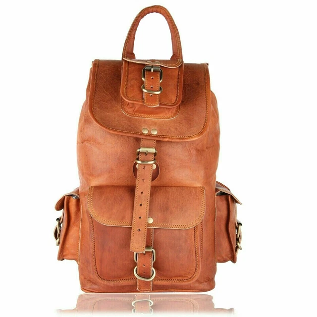 Large Genuine Leather Back Pack new Rucksack Travel Bag For Men's and Women's