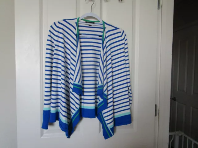 Tommy Hilfiger Womens Flyaway Draped Open Blue Striped Cardigan Sweater - XS