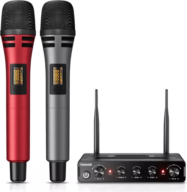 TONOR Wireless Microphones UHF Cordless Dual Handheld Dynamic Karaoke Singing Mi