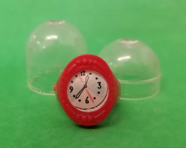 Vintage miniature mini CLOCK FLICKER red Ring & Capsule gumball vending prize