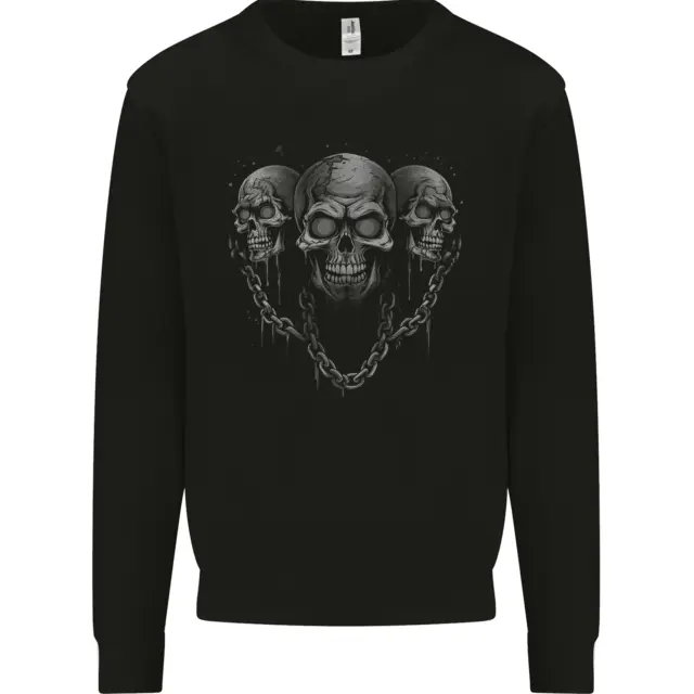 Three Skulls With Chains Heavy Metal Rock Music Mens Sweatshirt Jumper