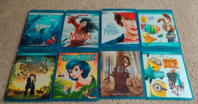 Kids Blu ray Lot Finding Dory Mulan Princess Bride Despicable Me Ferngully +