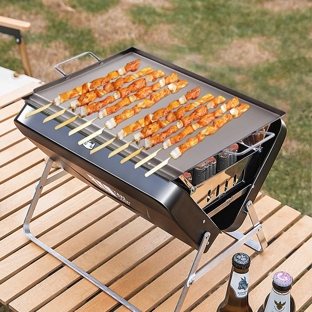 Rectangle Griddle fit Most BBQ Gas Grill+Charcoal Grill Griddle Stainless Steel