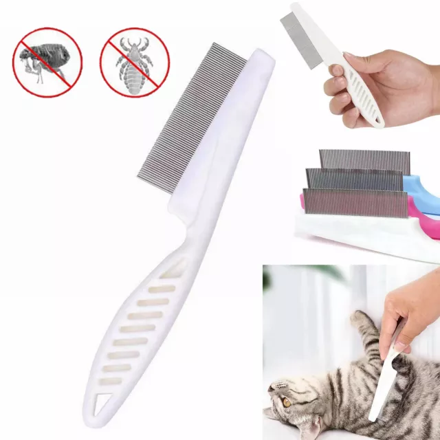 Pet Dog Cat Puppy Kitten Flea Comb Stainless Pin Hair Lice Fur Grooming Brush