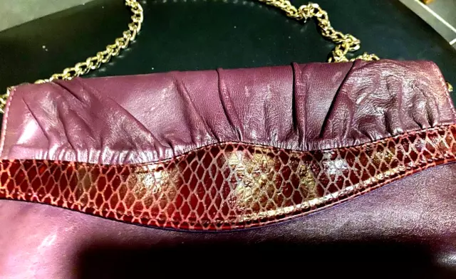 **Singh Madan* Handtasche Umhängetasche Schulter Clutch aubergine Leder Herbst