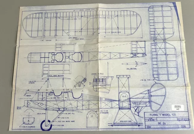 Fliegender ""T"" Modell Co. BE 2c Modellplan (33)