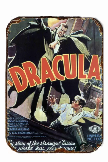 Dracula 1930s Original Poster All Metal Tin Sign  8x12 Monsters horror film