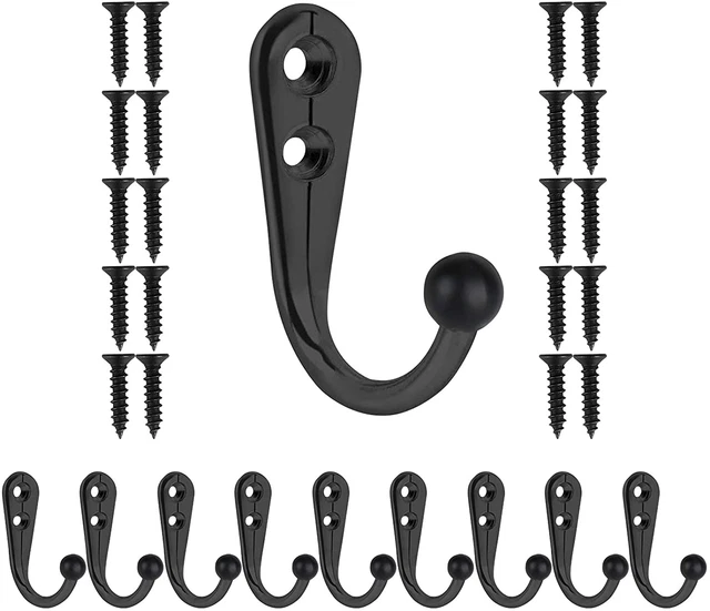 Metal Wall Hooks Heavy Duty For Coat Closet Hanging key Backpack 10 PCS