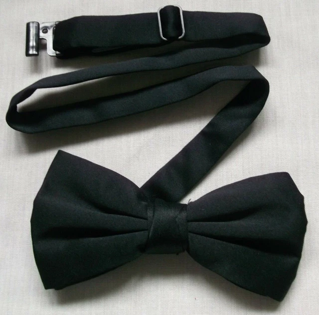 Vintage Bow Tie Black Retro Dickie Bowtie Adjustable Mens 1990s