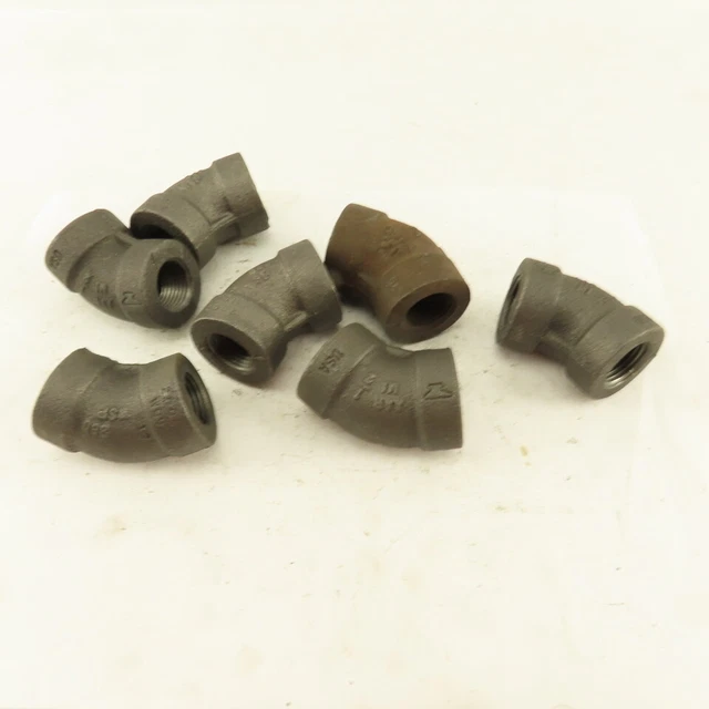 1/2"NPT Schedule 80 Malleable 45° Elbow Black Pipe Fitting Lot of 7