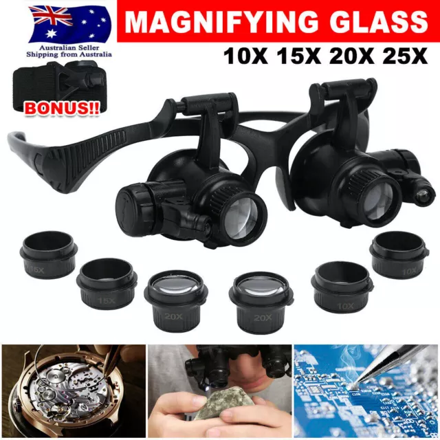 Magnifier Magnifying Eye Glass Loupe Jeweler Watch Repair 8 Lens with LED Light