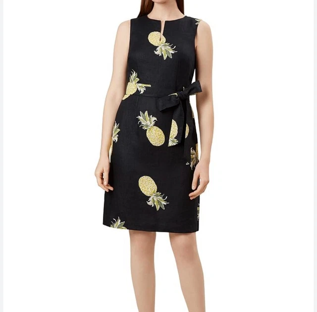 HOBBS AMALFI PINEAPPLE Print Linen Dress - Size 6 31.89 - PicClick UK