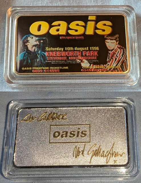 OASIS CONCERT TICKET Gold Silver Bar Signed Liam Gallagher 90s 