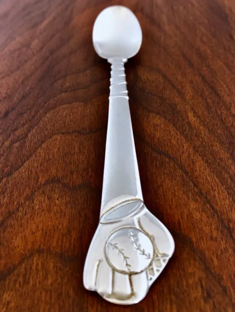 ~Tiffany & Co. Sterling Silver Baby Feeding Spoon Baseball Themed No Monogram