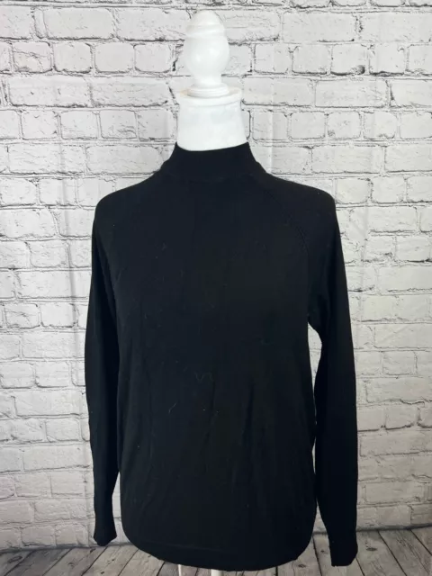 Zara Pullover Sweatshirt Women's Size Small Black Solid Mock Neck Long Sleeves