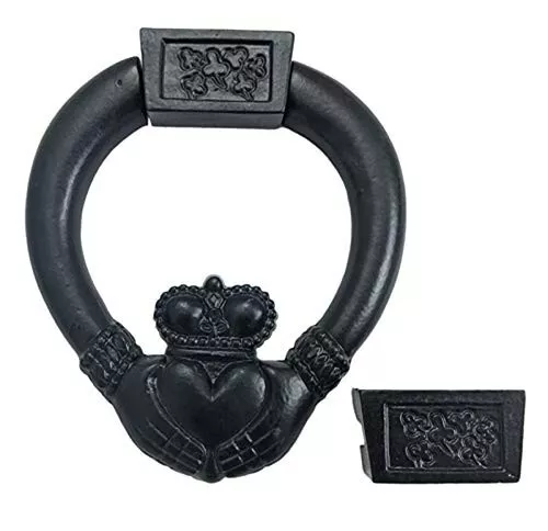 Antique Style Cast Iron Door Knocker Black Powder Coated Vintage Finish
