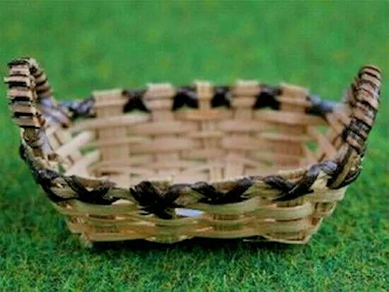 2 Shallow Oval Basket, Dolls House Miniature Laundry picnic. 1.12th Scale