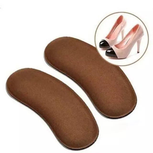 1 Pair BROWN Extra Sticky Fabric Shoe High Heel Inserts Insoles Pads Cushion