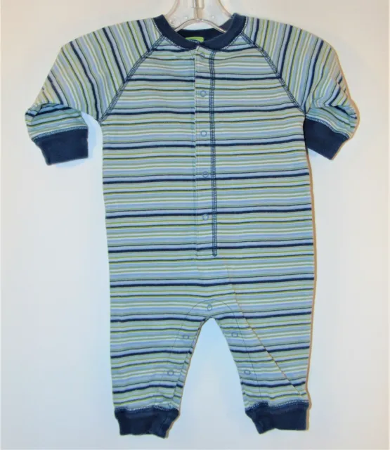 Old Navy Infant Baby Boys Blue Striped Romper Long Sleeve Size 3-6 Months Starti