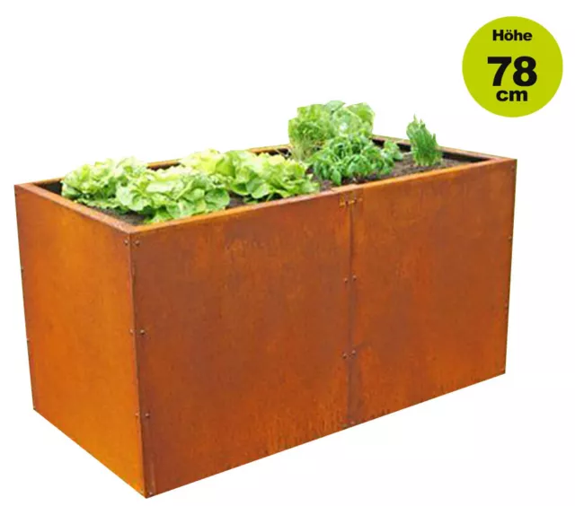 Metall Hoch Beet Unique Edelrost 196x73x78cm Gemüse Garten Pflanz Kasten Kübel