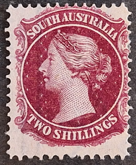 1877 South Australia 2/- carmine Sideface stamps P11.5-12.5 WMK Broad star MNG