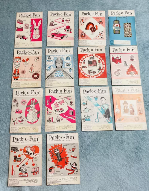 Vintage Pack-O-Fun Scrap Craft Magazine Lot of 14 (1965-1967)