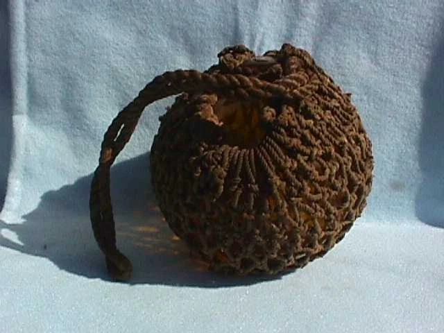 dark brown Japanese OLD 6 inch float with netting