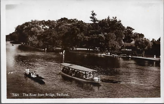 Bedford - River from Bridge - RP postcard by H Coates - local pmk 1950