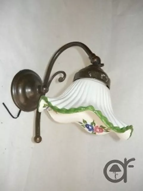 Appliques Lampada da parete in ottone con ceramica verde
