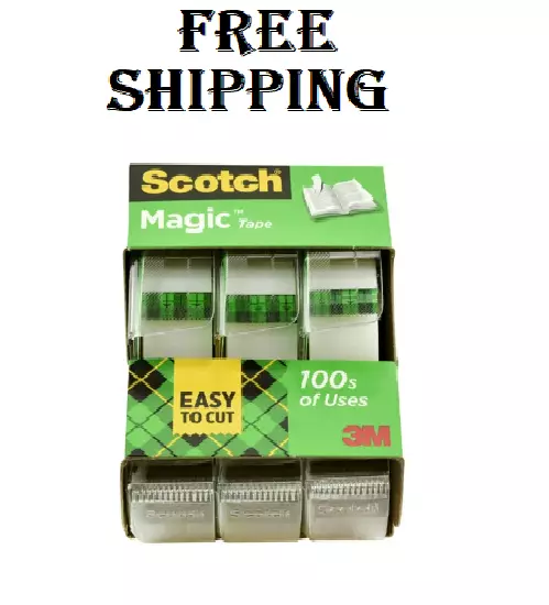 Scotch Magic Tape Dispenser. ¾ in. x 325 in. 3 Dispenser Free Shipping