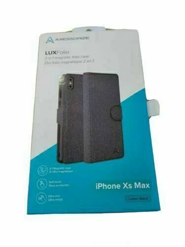 LUXFolio For IPhone Xs Max 2 In 1 Magnetic Folio Case Wallet 3 Cards Dark Grey