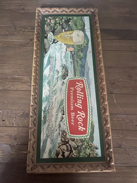 Rolling Rock Premium Beer sign “Brewed from Mountain Water 30”x 13”