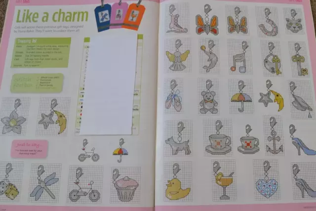 Nur Kreuzstich-Diagramm - Glücklicher Charm Motive Geschenk Geschenk Etiketten