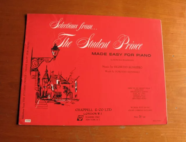 SELECTIONS FROM...The Student Prince, Made Easy for Piano, Sheet Music, Chappell