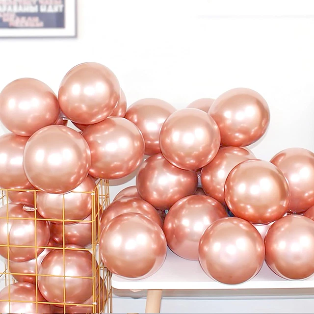 100 Pezzi Palloncini Oro Rosa Metallizzato 12 Pollici Palloncini Cromato Complea