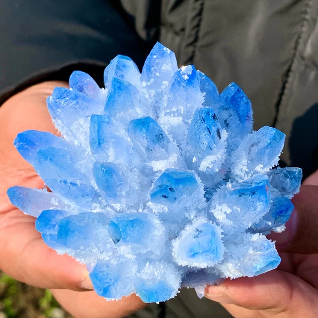 460G New Find BLUE Phantom Quartz Crystal Cluster Mineral Specimen Healing
