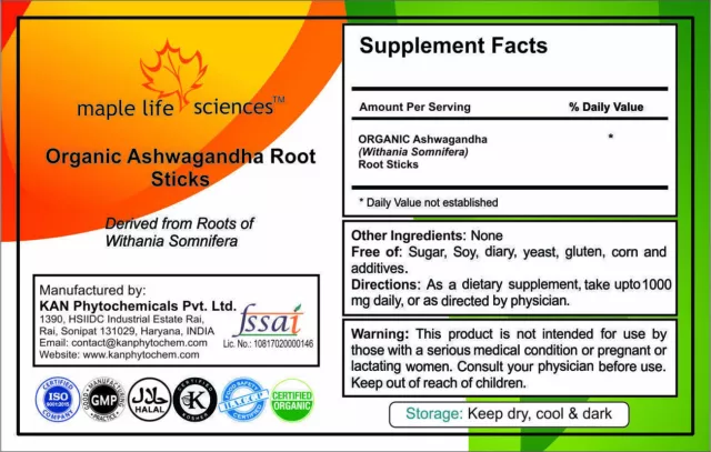 ORGANIC Withania Somnifera Root Sticks Indian Ginseng Root Sticks , Withanolides