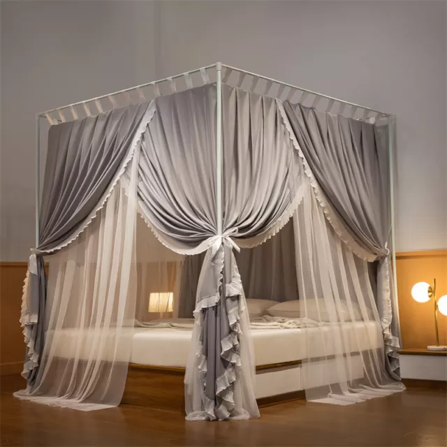 mosquito net with stainless steel tubes double layers netting for bed dust proof