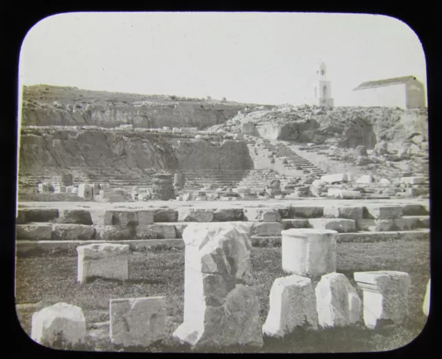 Glass Magic Lantern Slide TEMPLE OF MYSTERIES ELEUSIS ATHENS C1910 GREECE